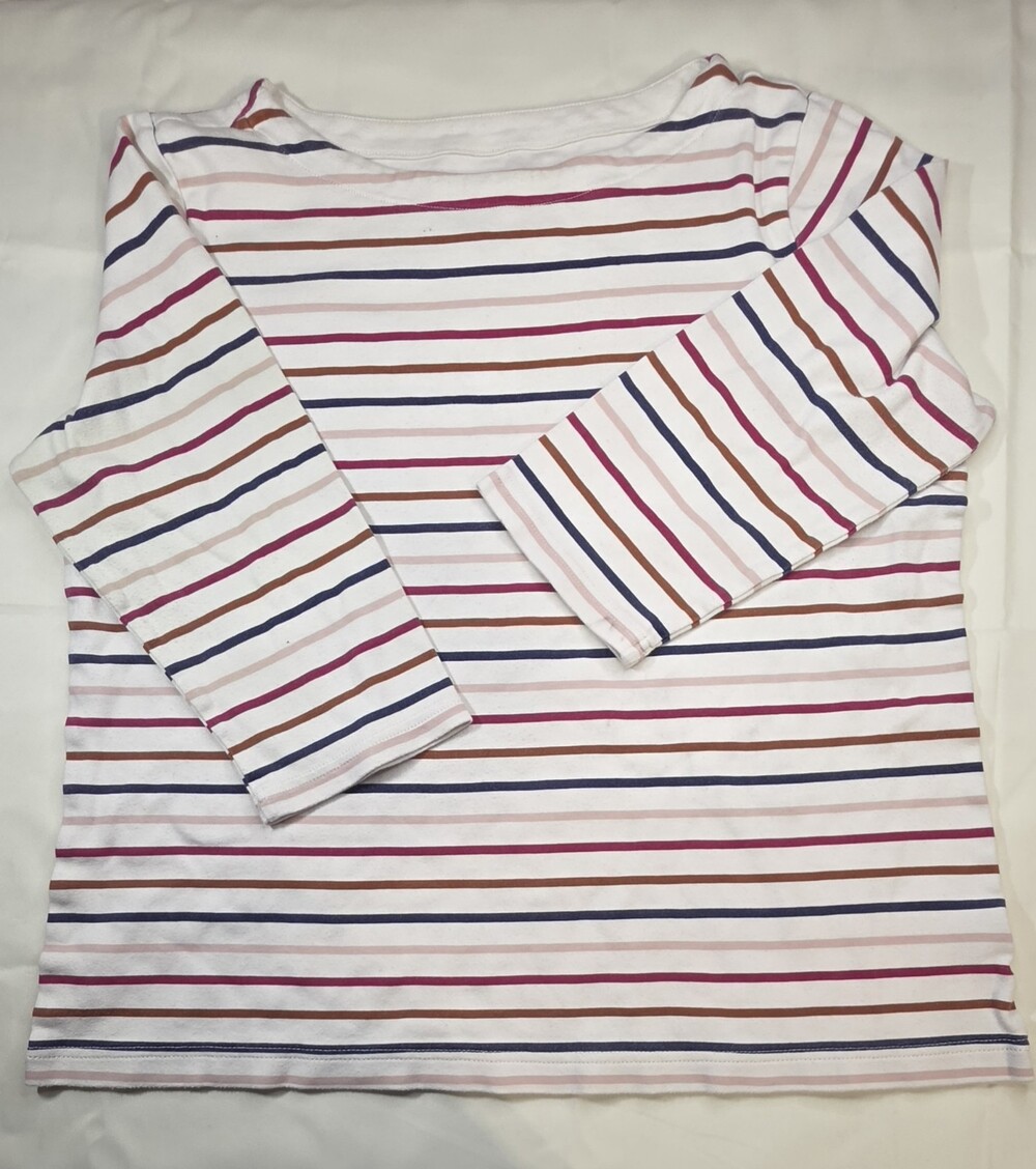 Croft and Barrow Women's Long Sleeve Striped Boat Neck Top L Multicolor Sku 0363
